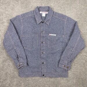 Vintage Avirex Jacket Mens XL Blue Denim Systems Pockets Streetwear Biker Y2K